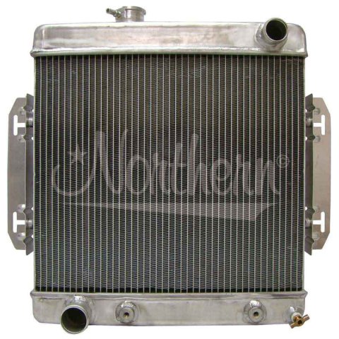 Radiator - 20.25 in W x 19.75 in H x 3.125 in D - Passenger Side Inlet - Driver Side Outlet - Aluminum - Natural - Each thumbnail 1