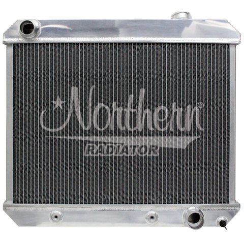 Radiator - Muscle Car - 24.875 in W x 21.625 in H x 2.5 in D - Driver Side Inlet - Passenger Side Outlet - Aluminum - Natural - GM Fullsize SUV / Truck 1963-66 - Each