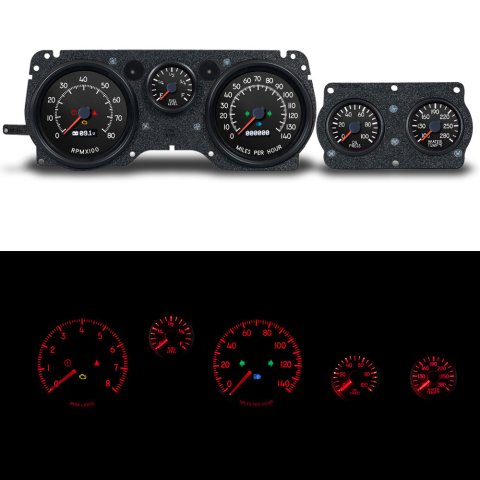 Gauge Kit - Analog - Aviator - Fuel Level / Oil Pressure / Water Temperature / Voltmeter / Tachometer / Speedometer - Black Face - GM F-Body 1970-81 - Kit