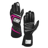 OMP FIRST GLOVES FIA 8856-2018 MY2025 BLACK / FUCHSIA SZ M thumbnail 2