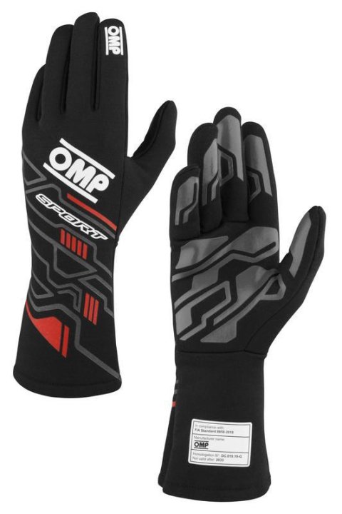 OMP SPORT GLOVES FIA 8856-2018 MY2025 BLACK / WHITE SZ XL thumbnail 1
