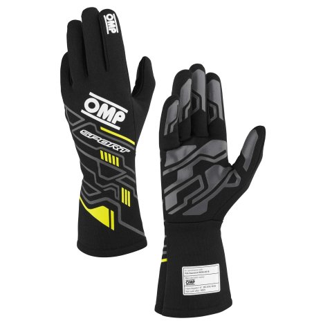 OMP SPORT GLOVES FIA 8856-2018 MY2025 BLACK / FLUO YELLOW SZ M thumbnail 2