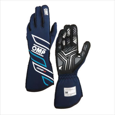 OMP ONE-S GLOVES my2025 FIA 8856-2018 NAVY BLUE / CYAN SZ XL thumbnail 2