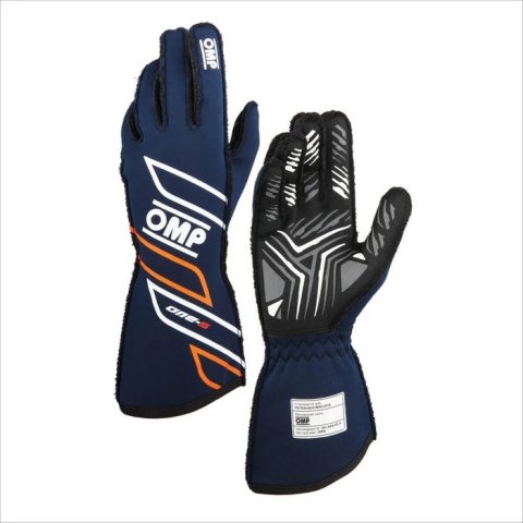 OMP ONE-S GLOVES my2025 FIA 8856-2018 NAVY BLUE / FLUO ORANGE SZ S thumbnail 2