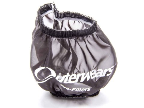 Breather Wrap - Pre Filter - Round - 3 in Diameter - 2.5 in Tall - Outerwears Logo - Polyester - Black - Shielded Breathers - Each thumbnail 1