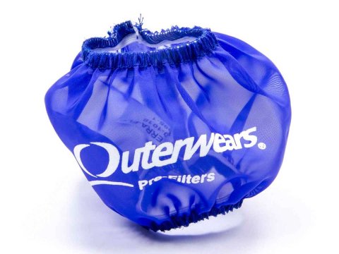 Breather Wrap - Pre Filter - Round - 3 in Diameter - 2.5 in Tall - Outerwears Logo - Polyester - Blue - Shielded Breathers - Each thumbnail 1