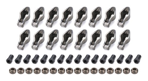 Rocker Arm - Sportsman - 3/8 in Stud Mount - 1.50 Ratio - Roller Tip - Self-Align - Steel - Natural - Small Block Chevy - Set of 16