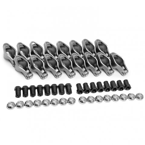 Rocker Arm - Sportsman - 3/8 in Stud Mount - 1.60 / 1.50 Ratio - Roller Tip - Self-Align - Steel - Small Block Chevy - Set of 16
