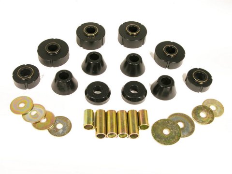 Body Mount Bushing - Polyurethane / Steel - Black / Cadmium Plated - GM Fullsize Truck 1967-72 - Kit