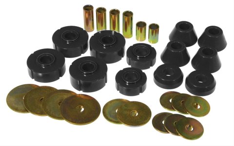 Body Mount Bushing - Polyurethane / Steel - Black / Cadmium Plated - GM Fullsize Truck 1973-80 - Kit