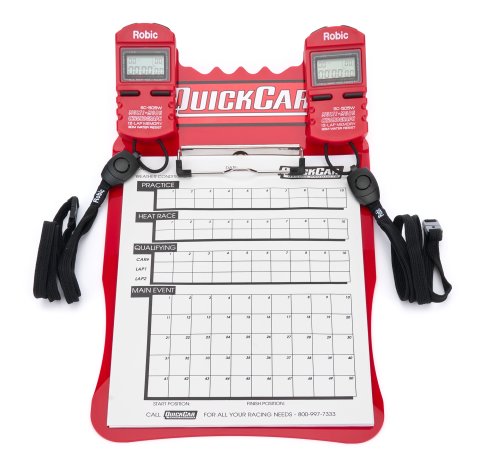 Clipboard Timing System - Dual Robic Stop Watches - Lap / Qualifying Charts - Acrylic Board - Red - Kit
