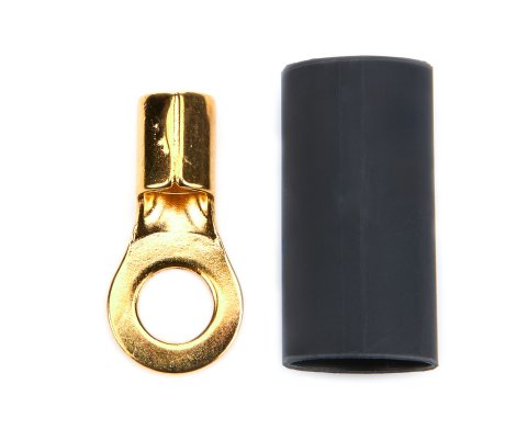 Ring Terminal - 8 Gauge Wire - 1/4 in Hole - Heat Shrink Included - Copper - Pair