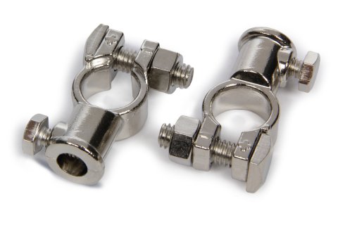 Battery Terminal - Top Post - Bolt-On - Brass - Nickel Plated - Pair thumbnail 1
