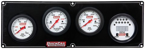 Gauge Panel Assembly - Extreme - Oil Pressure / Oil Temperature / Digital Tachometer / Water Temperature - 2-5/8 in Diameter - White Face - Warning Light - Kit thumbnail 1
