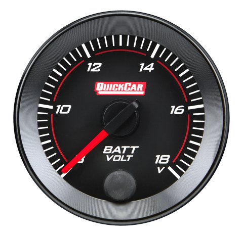 Voltmeter - Redline - 8-18V - Electric - Analog - Full Sweep - 2-1/16 in Diameter - Black Face - Each