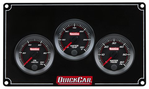 Gauge Panel Assembly - Redline - Oil Pressure / Water Temperature / Water Pressure - Black Face - Aluminum - Black - Kit thumbnail 1