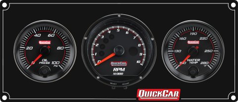 Gauge Panel Assembly - Redline - Oil Pressure / Water Temperature / Recall Tachometer - 3 in / 2-5/8 in Diameter - Black Face - Kit