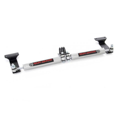 Steering Stabilizer - N3 Series - Dual - Hardware Included - Steel - Silver Powder Coat - 2 in or More Lift - Ford Fullsize Truck 1999-2005 - Kit thumbnail 1