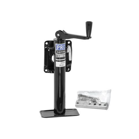 Trailer Jack - Pro Series - Bolt-On - Manual - Topwind - Foot Plate Included - 2000 lb Maximum - Steel - Black Paint - Kit thumbnail 2