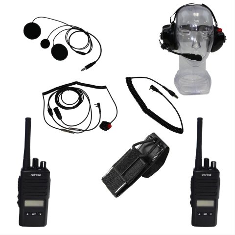2-Way Radio - Pro Series - 2 Man - 200 Channel - Pouch / Charger / Earphones / Mic / Headset - Plastic - Black Kit thumbnail 1