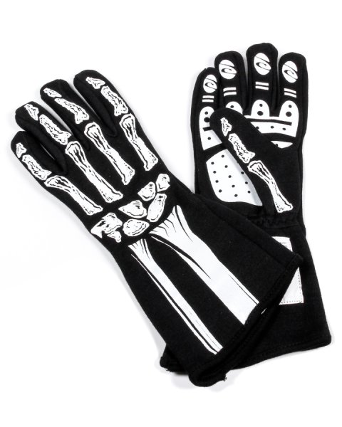 Driving Gloves - Skeleton - SFI 3.3/5 - Double Layer - Nomex - Black / White - Small - Pair