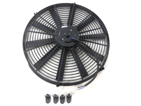 Electric Cooling Fan - 16 in Fan - Push / Pull - 2300 CFM - 12V - Straight Blade - 16 x 16.75 in - 3.25 in Thick - Plastic - Kit