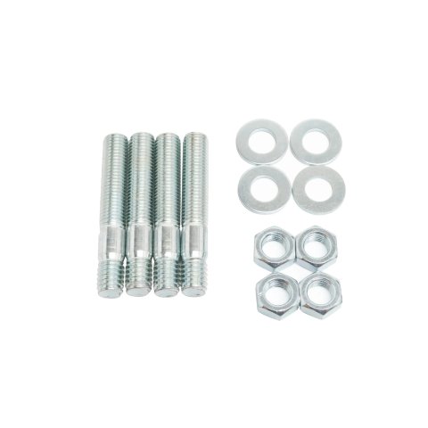 Carburetor Stud - 5/16-18 and 5/16-24 in Thread - 2 in Long - Hex Nuts - Steel - Zinc Oxide - Set of 4