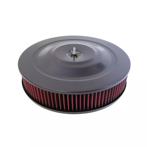 Air Cleaner Assembly - Performance - 14 in Round - 3 in Element - 5-1/8 in Carb Flange - Flat Base - Steel - Black Paint - Kit