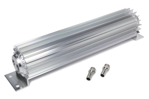 Fluid Cooler - 12 x 3 in - Heat Sink - 1/2 in NPT Female / Outlet - 3/8 in Hose Barb Adapters - Aluminum - Clear Anodized - Automatic Transmission - Each