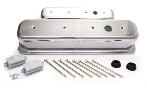 Valve Cover - Tall - 3.688 in Height - Breather Holes - Hardware Included - Aluminum - Polished - Center Bolt - Small Block Chevy - Pair