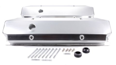 Valve Cover - Tall - 3.5 in Height - Breather Holes - Hardware Included - Fabricated Aluminum - Clear Anodized - Recessed Bolts - Mopar B / RB-Series - Pair