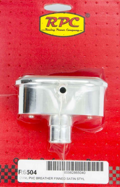 Breather - Nostalgic - Push-In - Oval - 1-1/4 in Hole - PCV Valve - Aluminum - Polished / Satin - Finned - Each