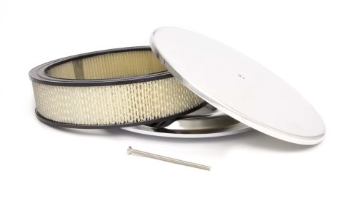 Air Cleaner Assembly - 14 in Round - 3 in Element - 5-1/8 in Carb Flange - Flat Base - Aluminum - Polished - Kit