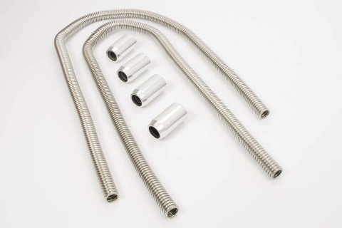 Heater Hose Kit - 3/4 in OD Hose - Polished End Caps - Stainless - Polished - Kit