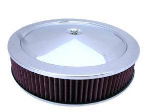 Air Cleaner Assembly - 14 in Round - 3 in Tall - 5-1/8 in Carb Flange - Dropped Base - Steel - Chrome - Kit