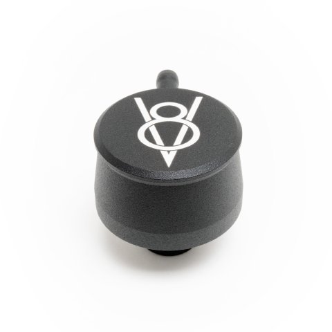 Breather - Push-In - Round - 1-1/4 in Hole - PCV Valve - Vintage V8 Logo - Aluminum - Black Powder Coat - Each