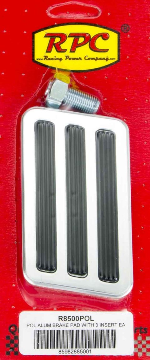 Pedal Pad - Brake - 4-1/8 in Wide x 2-1/2 in Tall - Aluminum - Polished - Each