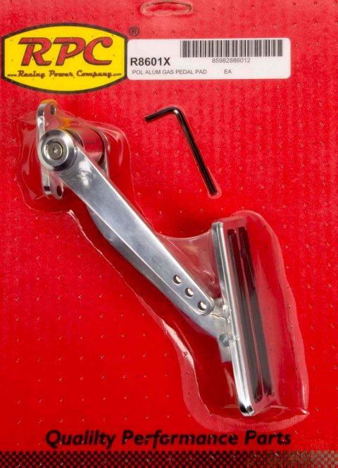 Pedal Assembly - Rectangle - Gas - Firewall Mount - Aluminum - Polished - Universal - Each