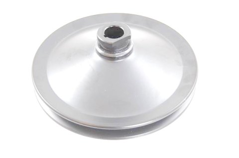 Power Steering Pump Pulley - V-Belt - 1 Groove - Bolt-On - 5.875 in Diameter - Steel - Chrome - Saginaw - Each