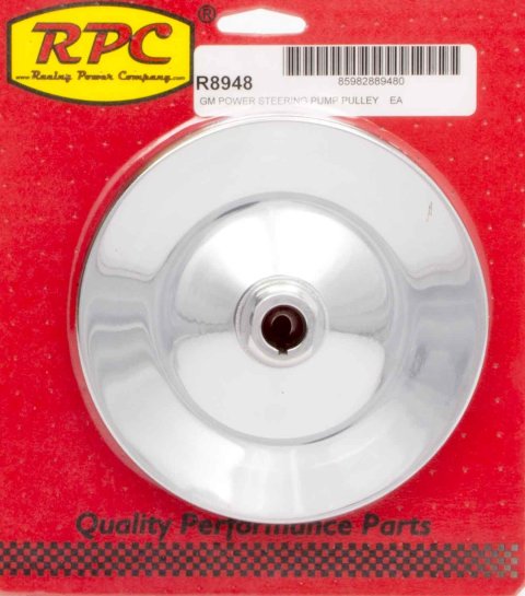 Power Steering Pump Pulley - V-Belt - 1 Groove - Bolt-On - 5.875 in Diameter - Steel - Chrome - Saginaw - Each