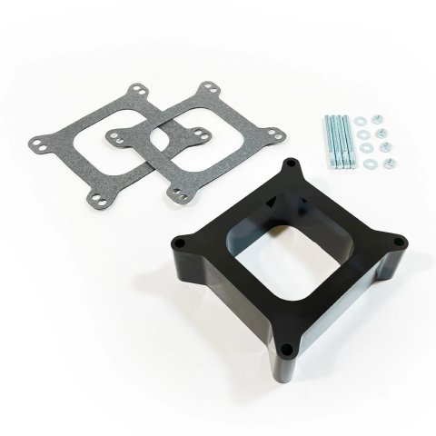 Carburetor Spacer - 2 in Thick - Open - Square Bore - Gaskets / Hardware Included - Phenolic - Black - Each
