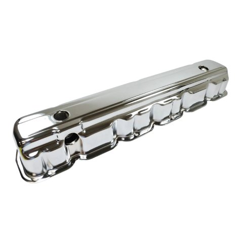 Valve Cover - Short - 3.5 in Height - Baffled - Breather Holes - Steel - Chrome - GM Inline-6 - Each