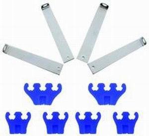 Spark Plug Wire Loom - Deluxe - Valve Cover Mount - 7-9 mm - Chrome Bracket Included - Plastic - Blue - Clip Style - Kit