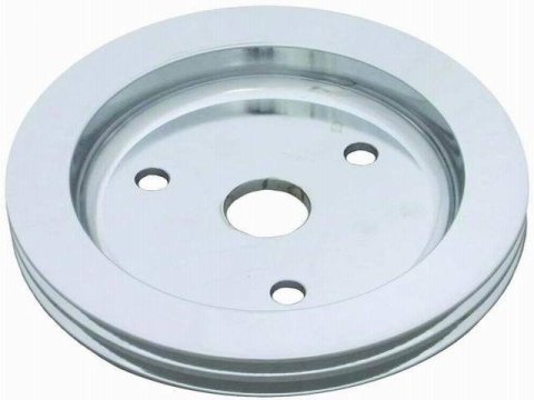 Crankshaft Pulley - V-Belt - 2 Groove - 6.6 in Diameter - Aluminum - Polished - Short Water Pump - Small Block Chevy - Each