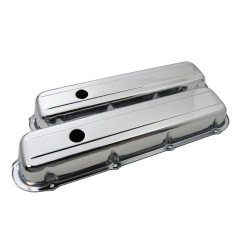 Valve Cover - Short - 2.813 in Height - Breather Holes - Grommets Included - Steel - Chrome - Cadillac V8 - Pair
