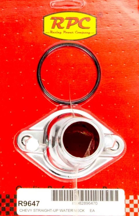 Water Neck - Straight - 1-1/2 in ID Hose - O-Ring - Steel - Chrome - Chevy V8 - Each
