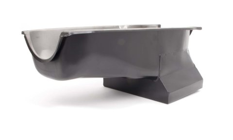 Engine Oil Pan - Drag Race - Rear Sump - 7 qt - 8.25 in Deep - Steel - Black Paint - 1-Piece Seal - Small Block Chevy - Each