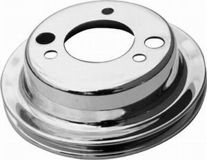 Crankshaft Pulley - V-Belt - 1 Groove - 6.8 in Diameter - Steel - Chrome - Short Water Pump - Chevy V8 - Each
