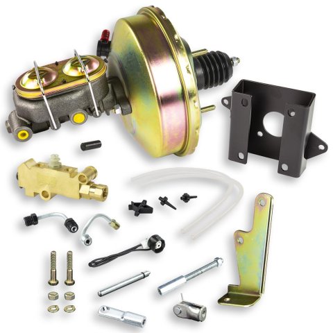 Master Cylinder and Booster - 1.125 in Bore - Dual Integral Reservoir - 9 in OD - Single Diaphragm - Cast Iron - GM Fullsize Truck 1960-62 - Kit