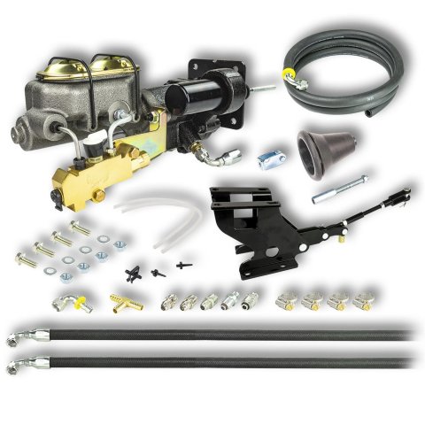 Master Cylinder and Booster - 1.125 in Bore - Dual Integral Reservoir - Hydro-Boost - Cast Iron - GM Fullsize Truck 1967-72 - Kit